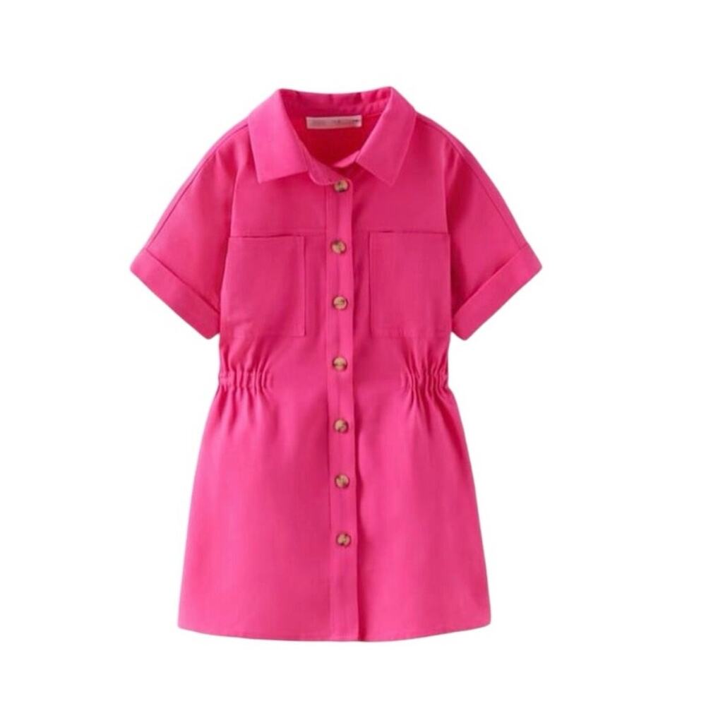 Zara Pink Shirt Dress - Short Sleeve, Size 9 - Excellent!